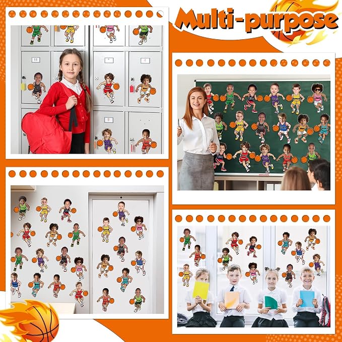 48 Set Basketball Bulletin Board Decors Basketball Players Cutouts Basketballs - Image 6