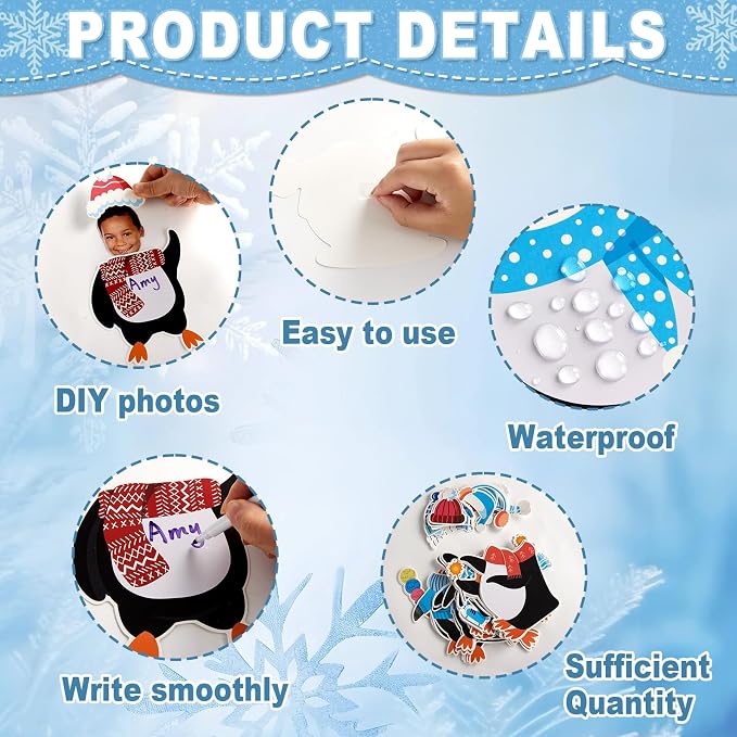 60pcs Winter Theme DIY Cutouts Penguin Bulletin Board Decoration Set Christmas - Image 3