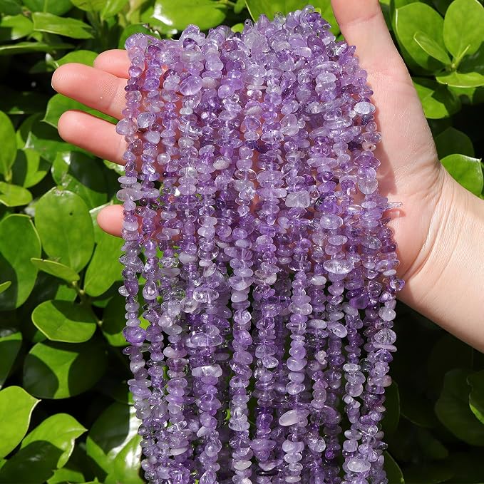 400Pcs 5-8mm Natural Lilac Amethyst Chip Stone Beads | Pre-Drilled Irregular - Image 5