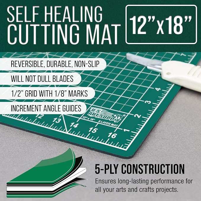 U.S. Art Supply 12" x 18" Self-Healing Cutting Mat 5-Ply - Image 2
