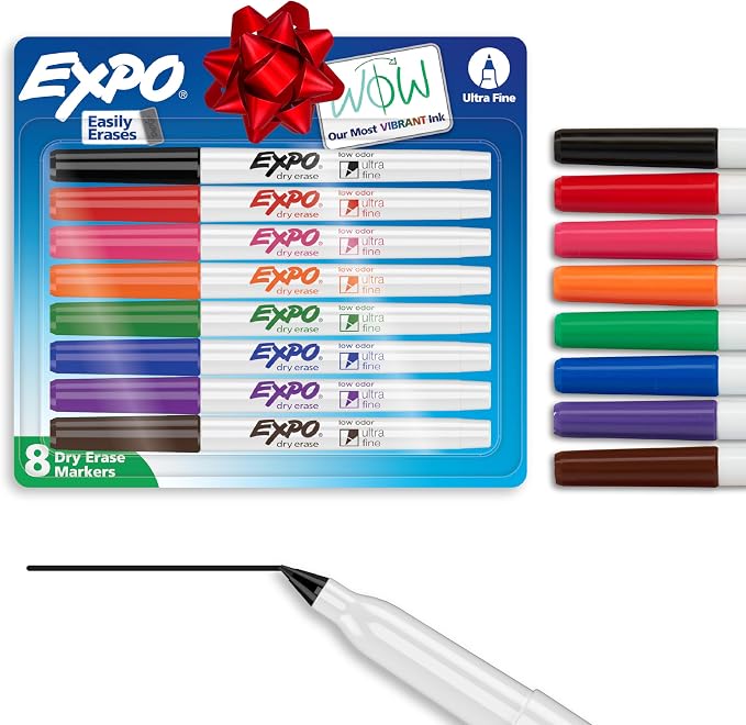 EXPO Dry Erase Markers, Low Odor Ink, Ultra Fine Tip, Organization, School by Unknown