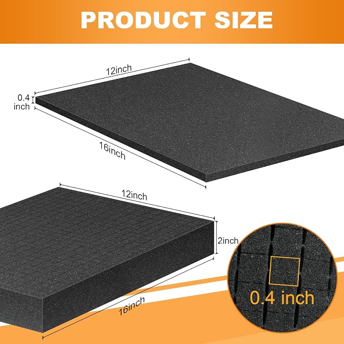 Eunice 4Pcs 16 x 12 x 0.4 Inch Polyurethane Foam Sheets & 4Pcs 16 x 12 x 2 Inch - Image 2