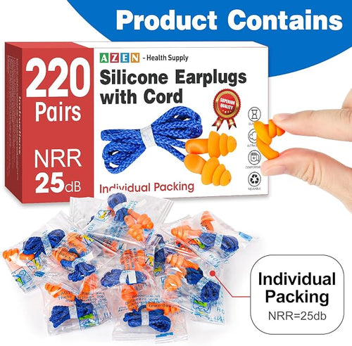 AZEN 220 Pairs Silicone Ear Plugs, Reusable Earplugs - Image 2