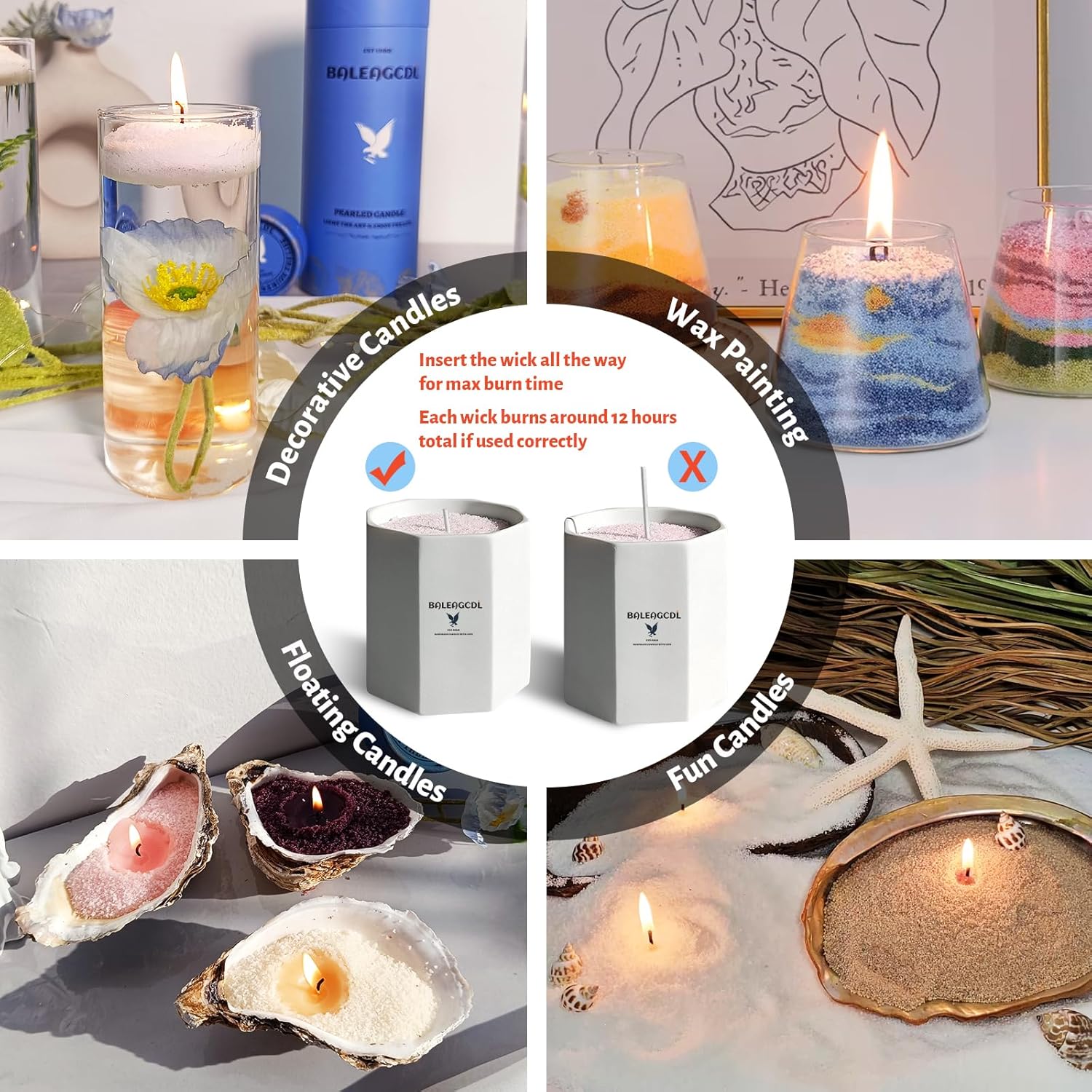 Unscented Pink Pearled Candle 18oz Luxury Sand Candle Granulated Wax - 30 Cotton Wicks – Wax for Candle Making Decorative Candles Smooth and Clean Burning Lasts up to 120 Hours