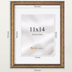 eletecpro 11x14 Vintage Picture Frame, Glass Cover, Bronze Gold, Horizontal or - Image 3