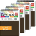 WINNER 9" x 12" Sketch Book 4 Pack, 400 Sheets Spiral Bound Art Sketchbook by WINNER