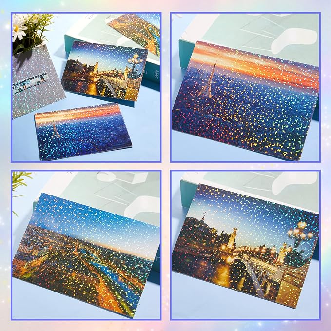 60 Sheets Holographic Laminate Sheets Clear Glitter A4 Size Vinyl Sticker Paper - Image 4
