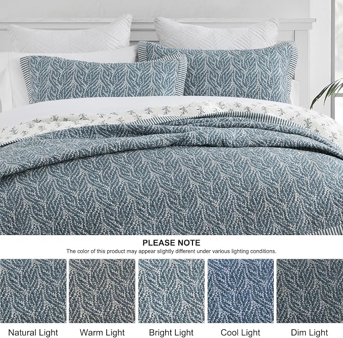 SahSahCasa Quilt Set King Size, 100% Cotton Quilt Bedding Set Bedspread - Image 9