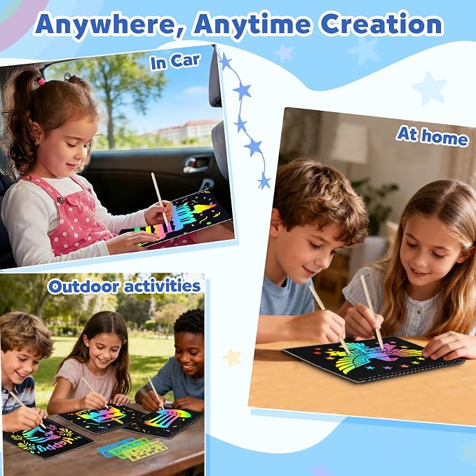 ZMLM Scratch Paper Art-Crafts Gift: 2 Pack Rainbow Notebooks Supplies - Image 5