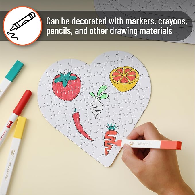 Mr. Pen- Blank Puzzle, 10 Pack | 48-Piece Rectangle & 75-Piece Heart Shaped All - Image 4