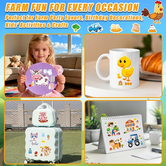 48 Sheets Create Funny Farm Animals Stickers, Make a Face Stickers - Image 7