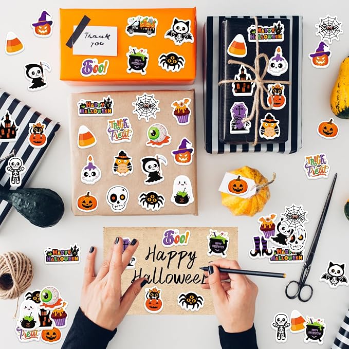300Pcs Halloween Foam Stickers, Self-Adhesive Ghost Pumpkin Spider Stickers - Image 3
