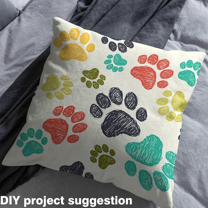 Feelyou Dog Paws Fabric by The Yard, Cute Pet Dogs Upholstery Fabric - Image 4