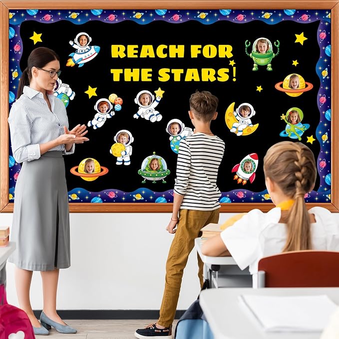 120pcs Outer Space Theme Cutouts Back to School Bulletin Board Decorations - Image 5