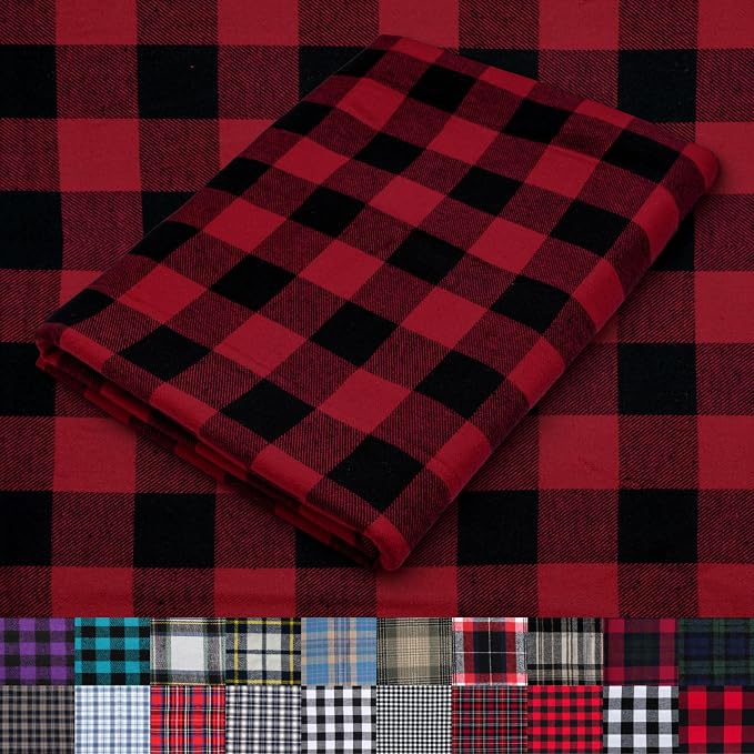 Pico Textiles 6 Yards Bolt Red and Black Buffalo Plaid Checkered Flannel Fabric by PicoTextiles