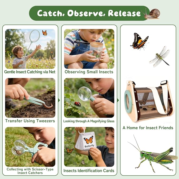 Bug Catcher for Kids, Wooden Bug Catching Outdoor Toys for Ages 4-8, STEM - Image 7