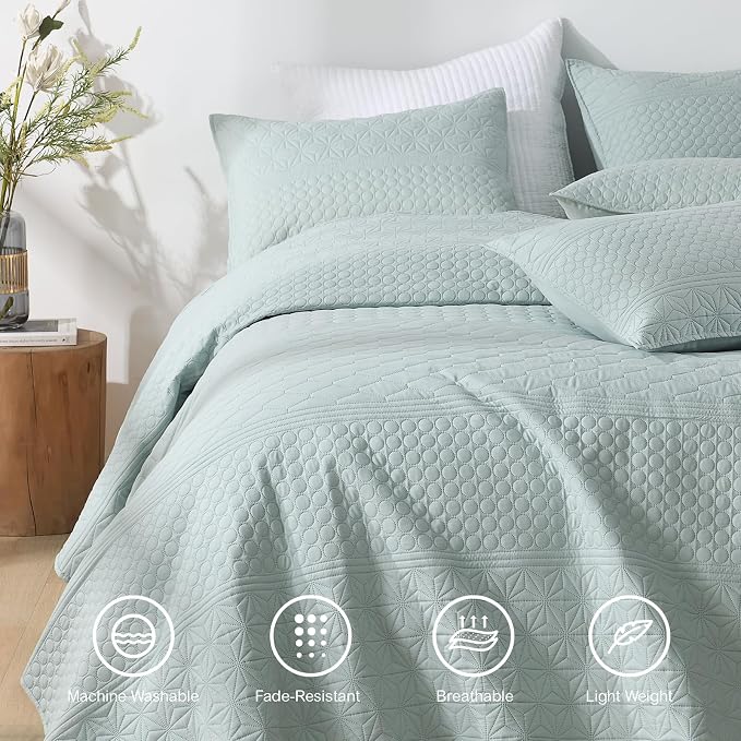 HORIMOTE HOME Sprout Green Twin Size Quilt Set - Image 3