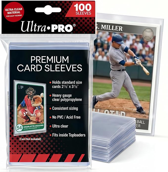 Ultra Pro - Premium Clear 100ct. Card Sleeves to Protect Sports Cards, Baseball by UltraPro