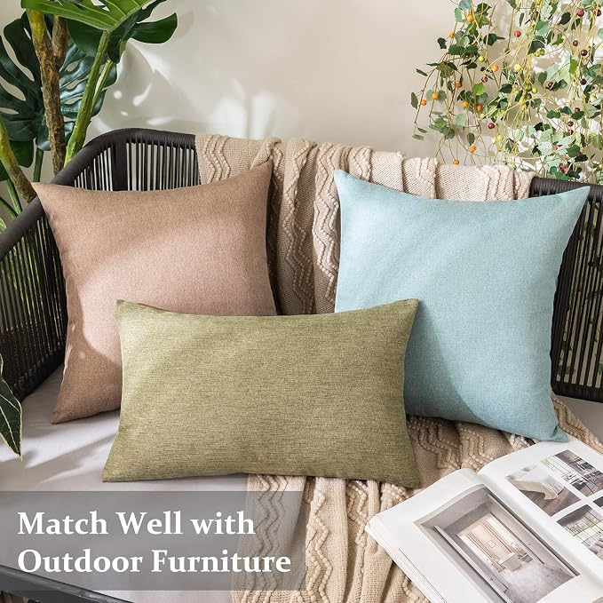 MIULEE Pack of 2 Decorative Outdoor Solid Waterproof Throw Pillow Covers Spring - Image 5