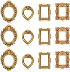 Miniature Dollhouse Mirror & Picture Frames Set 12 PCS Vintage Gold Resin Mini by Unknown