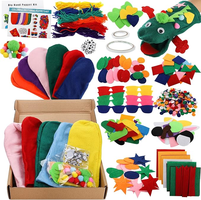 TOPZEA 12 Pack Hand Puppet Making Kit, Kids Craft and Art Supplies Felt Sock by TOPZEA