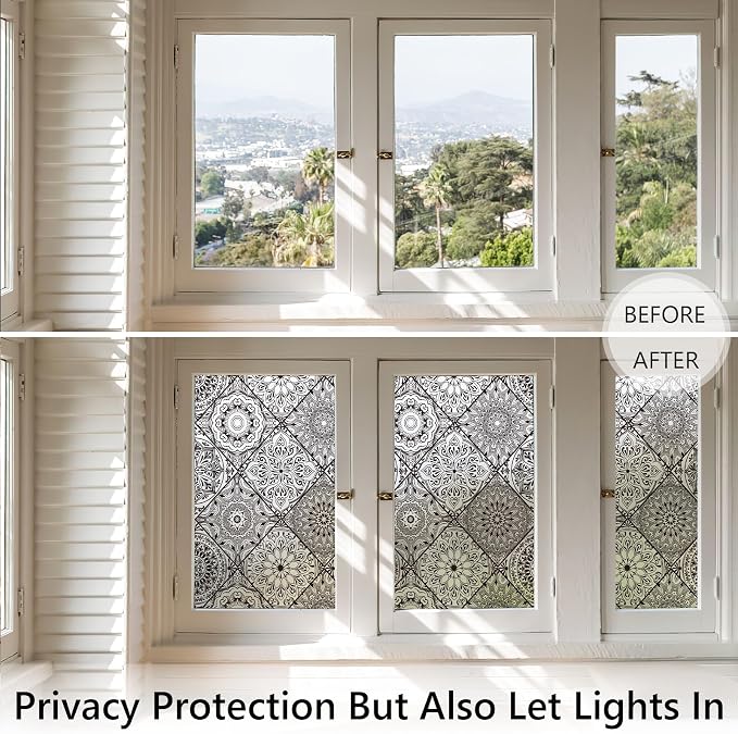 DKTIE Geometric Line Frosted Glass Window Film Door Window Covering Day and - Image 5