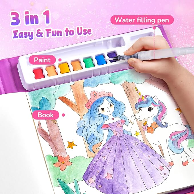 JoyCat Paint with Water Coloring Books & Shimmer Art | Princess Art & Craft - Image 2