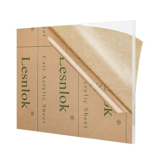 Lesnlok 1 Pieces 12 x 16 Acrylic Sheet 1/4 inch Thick 6mm Clear Plexiglass Sheet by Lesnlok