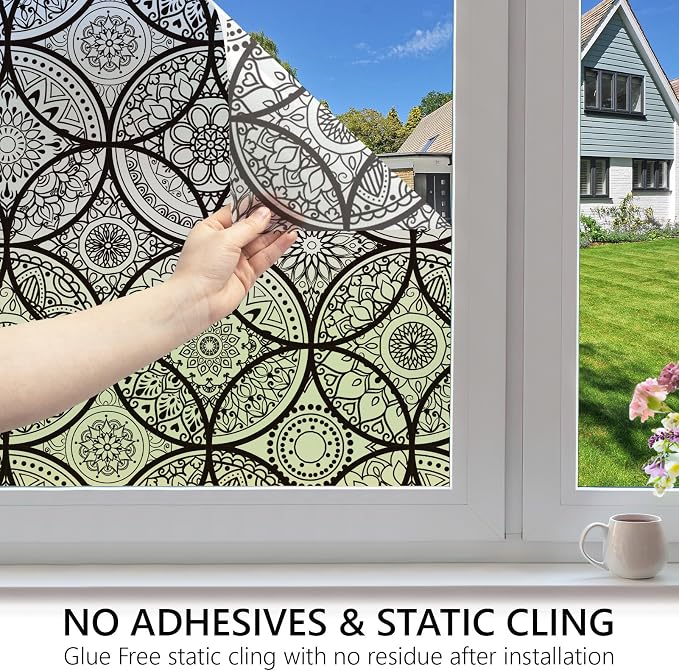 DKTIE Boho Stained Glass Look Window Privacy Film - Image 4