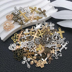 WOCRAFT 100pcs Cross Charms for Jewelry Making Assorted Jewelry Bangle Bracelet - Image 2