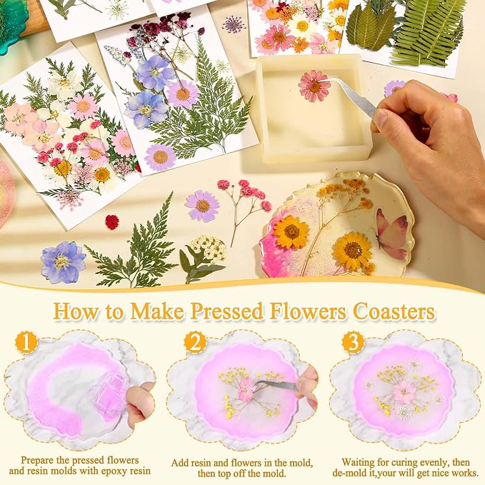 124 Pcs Dried Pressed Flowers for Resin Crafts, Real Pressed Wildflowers - Image 5