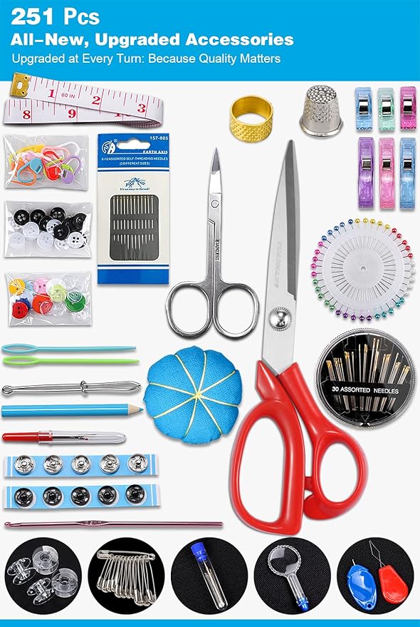 Large Sewing Kit for Adults: YUANHANG Newly Upgraded 251 Pcs Premium Sewing - Image 5