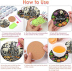 8 PCS Halloween Diamond Art Coasters Kits Diamond Painting Coaster | Diamond - Image 3