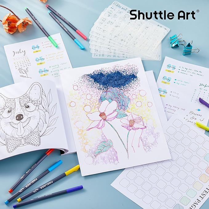 Shuttle Art Fineliner Colored Pens, 100 Colors 0.38mm Fine Point Pens - Image 4
