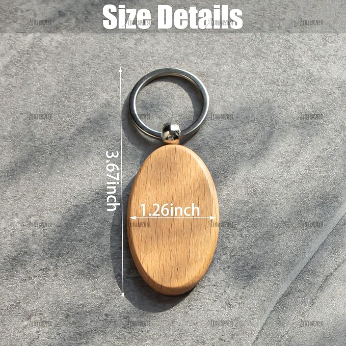 AUEAR, Blank Wooden Key Chain Wood Keychain Key Ring Key Tags Personalized EDC - Image 2