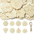 16 pcs Mixed Styles Cute Flower Theme Undyed Wood Cutout Charms Spring by Gythara