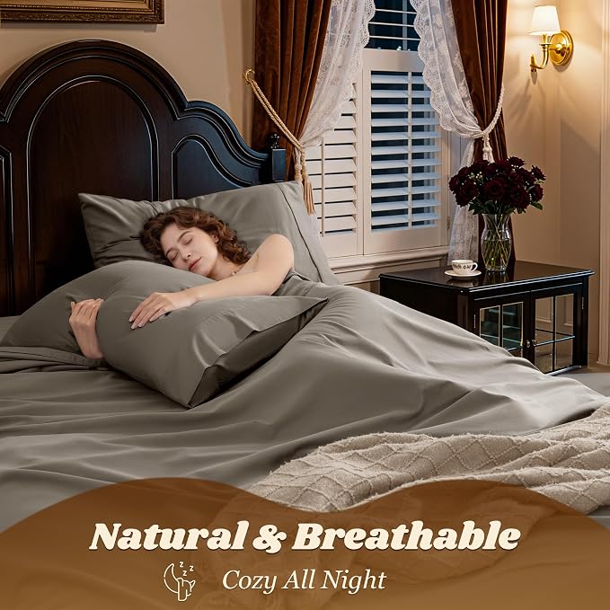 LBRO2M 1000 Thread Count 100% Egyptian Cotton Sheets Set Queen Size, 4 Piece - Image 5