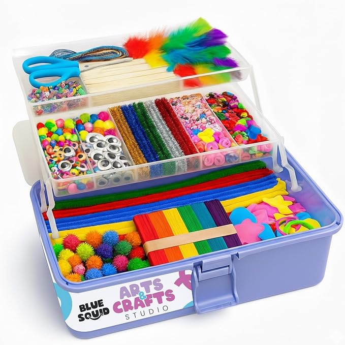 Blue Squid Arts & Crafts Box- 2800+ pcs Deluxe Craft Supplies Box, 2 Drawers by BlueSquid
