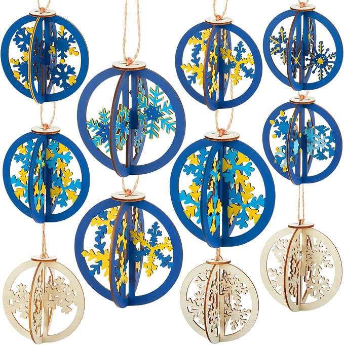 Chunful 72 Pcs DIY Snowflake Wooden Crafts to Paint Winter Snowflake Ornaments by Chunful