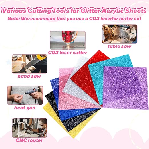 Glitter Acrylic Sheets 1/8" Thick 8x8in Color Acrylic Sheets - Image 6