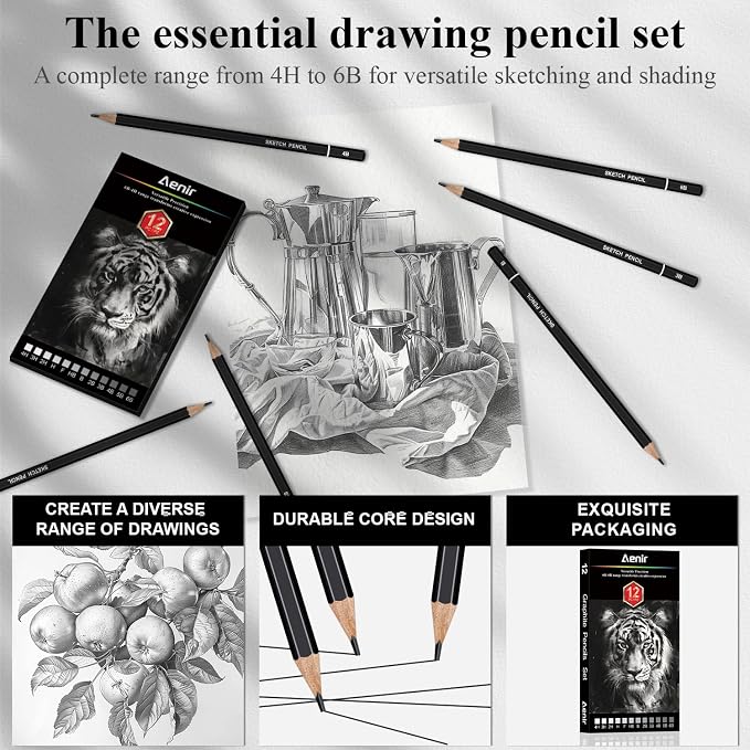 Aenir Sketch Pencils for Drawing, Artist Graphite Pencils, Sketch Set for - Image 5