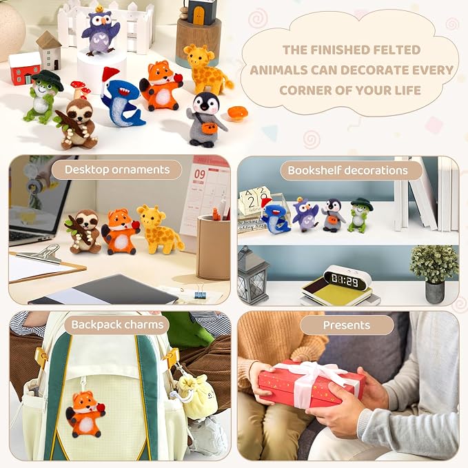 OEHPICC Needle Felting Starter Kit, 7 Cute Buddy Wool Felting Kit, Animal Felt - Image 7