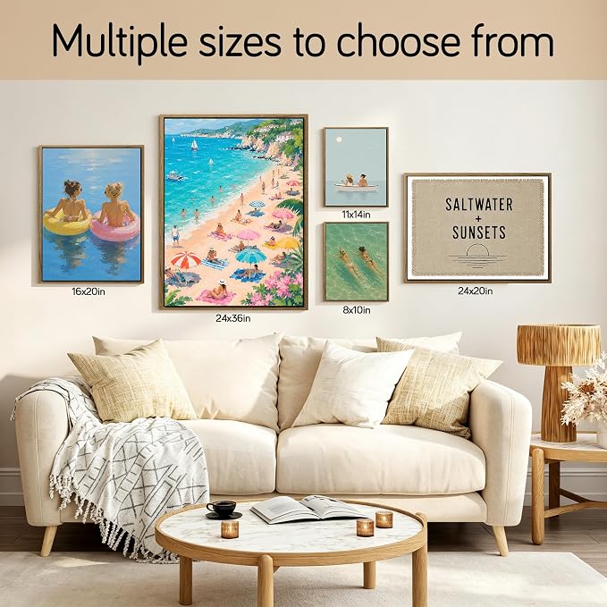Framed Saltwater Sunsets Wall Art Coastal Beach Quote Minimalist Poster Print - Image 7