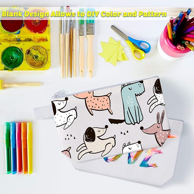 Weewooday 12 Pieces Blank Canvas Makeup Bags - Image 5