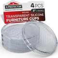 X-Protector Furniture Cups - 4 PCS 3" - Non Slip Furniture Pads for Hardwood Floors - Transparent Floor Protectors - Bed Stoppers to Prevent Sliding - Keep Furniture from Sliding on Floor! (Round)
