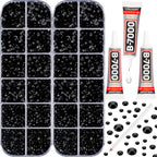11000PCS Black Rhinestones for Bedazzling, Mixed Sizes 2, 5MM Flatback Gems by Worthofbest