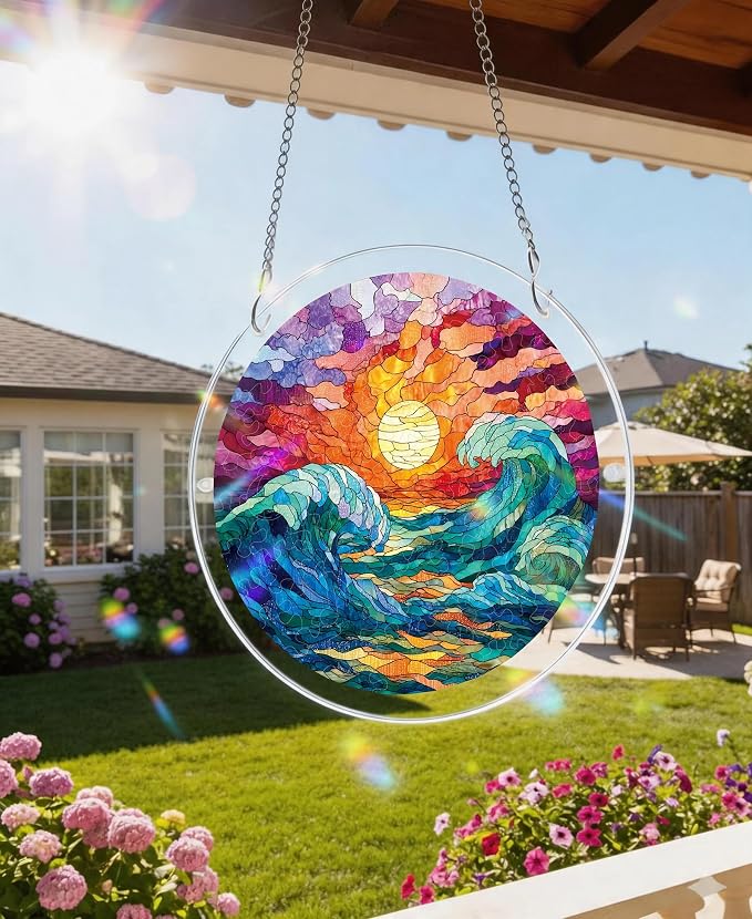 Acrylic Puzzle Suncatcher, Lunar Waves Sun Catcher - Image 2