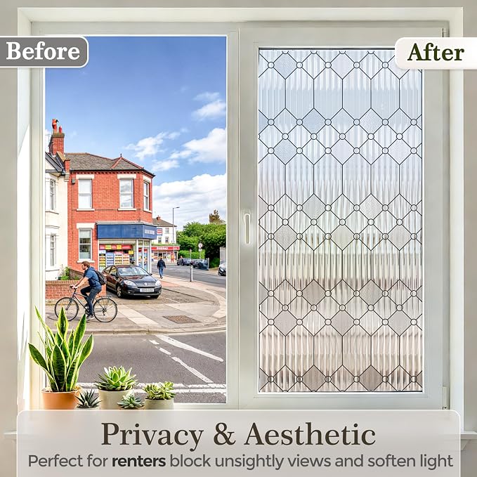 SUNBABY Reeded Glass Window Privacy Film, Decorative Frosted Glass Window Film - Image 4