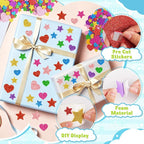 987 Pcs Glitter Foam Stickers, Heart & Star Shapes Stickers, 7 Sheets Colorful - Image 3