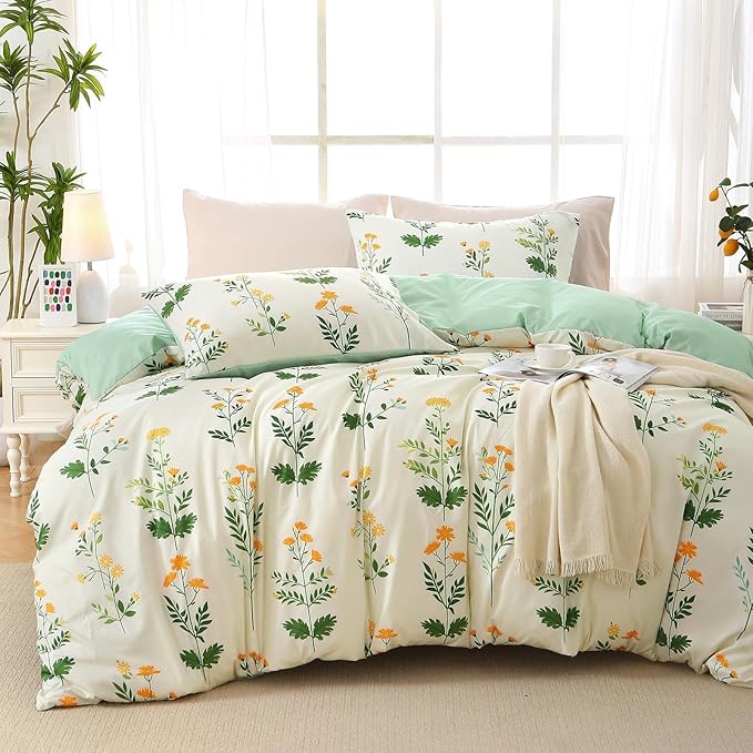 MUXHOMO Duvet Cover King Size, Reversible Floral Vintage Duvet Cover Set by MUXHOMO